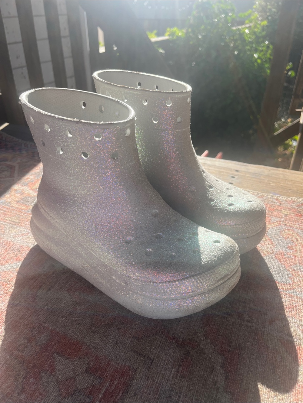 Crocs Glitter Slip-On Boots — White